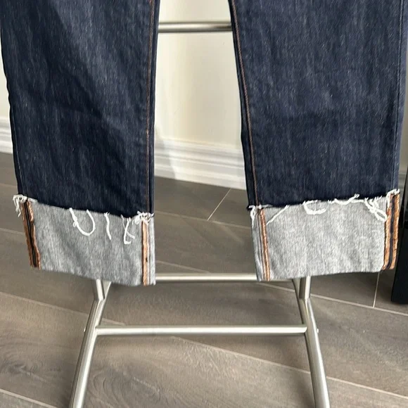 Armani Exchange Hi Waist Cuff Straight Ankle Dark Wash Jeans Women size 27 - Picture 7 of 17